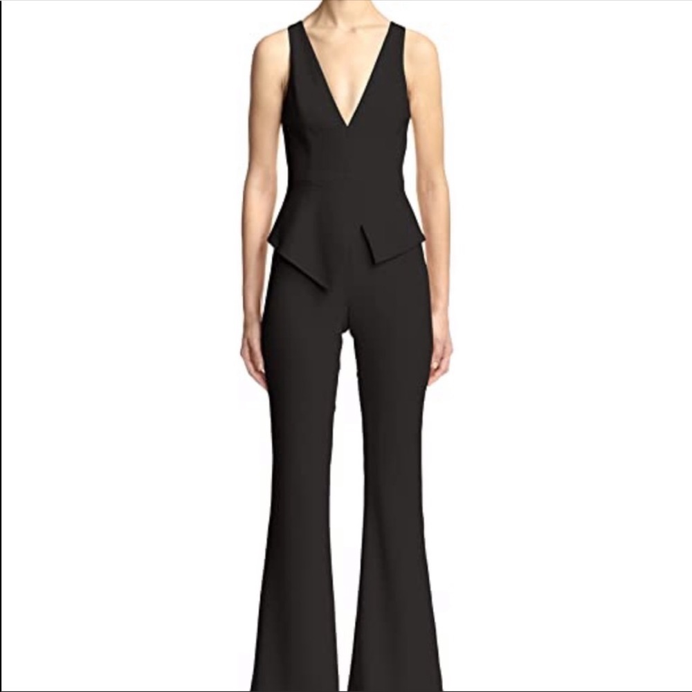 Jay Godfrey McMurray Plunge neck peplum jumpsuit